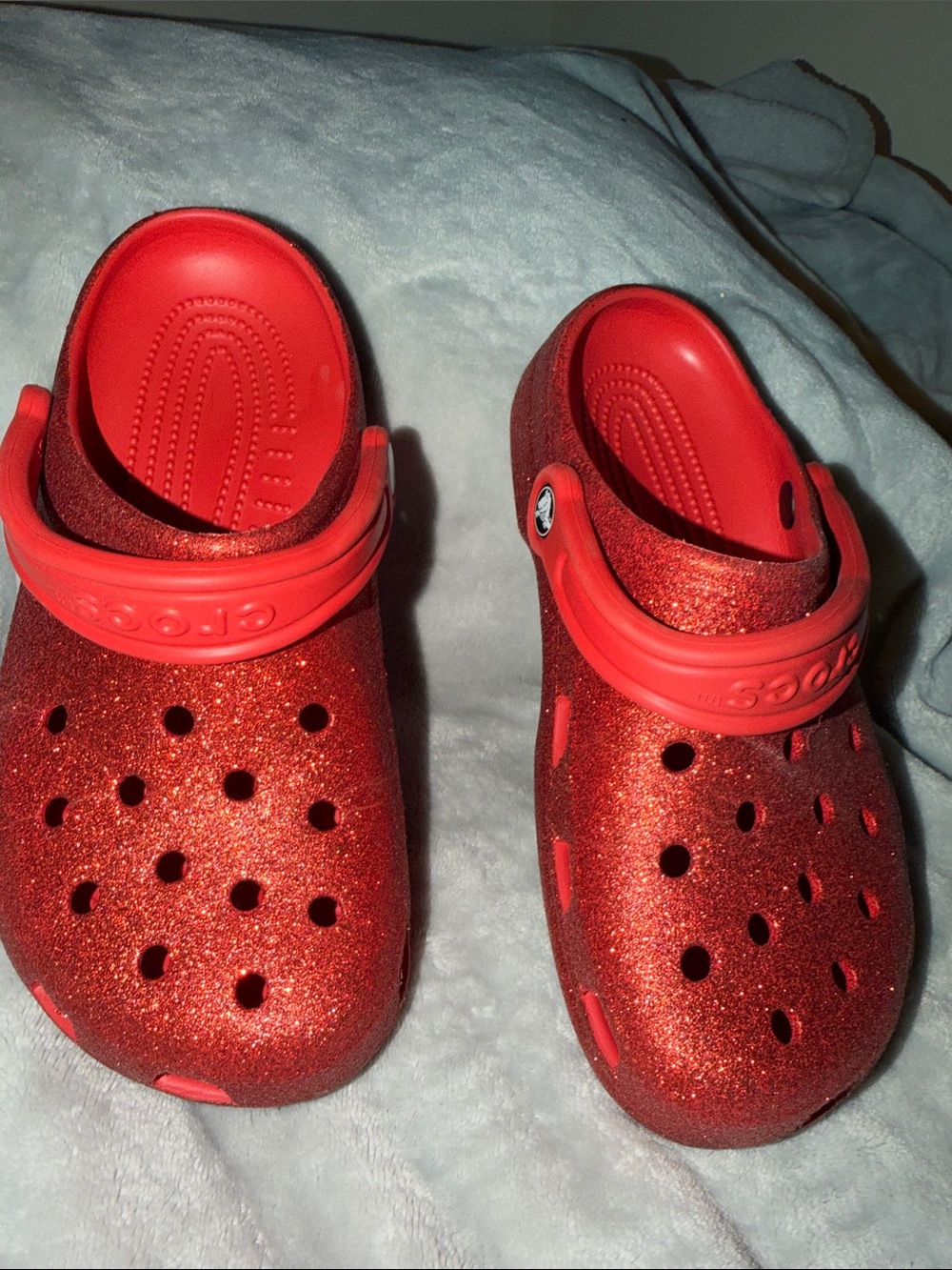CROCS Kids Classic Glitter Clogs in Red